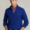 Modré pánské svetry Ralph Lauren Bavlněné se zapínáním na čtvrt zip