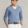 Modré pánské svetry Ralph Lauren Slim Fit s texturou z bavlny