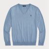 Modré pánské svetry Ralph Lauren Slim Fit s texturou z bavlny