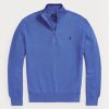 Modré pánské svetry Ralph Lauren síťované bavlněné svetry se čtvrtky na zip