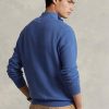 Modré pánské svetry Ralph Lauren síťované bavlněné svetry se čtvrtky na zip