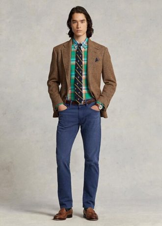 Modré pánské tenké strečové džíny Ralph Lauren Sullivan