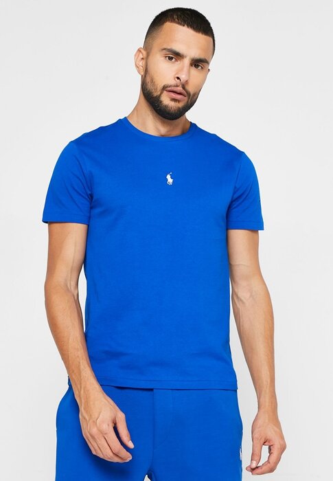 Modrá pánská trička Ralph Lauren Essential Crew Neck Modrá pánská trička Ralph Lauren Essential Crew Neck