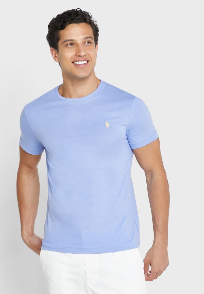 Modrá pánská trička Ralph Lauren Essential Crew Neck