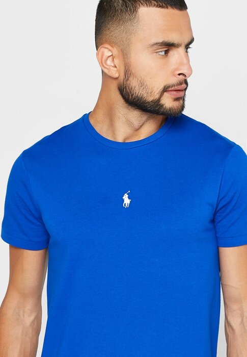Modrá pánská trička Ralph Lauren Essential Crew Neck Modrá pánská trička Ralph Lauren Essential Crew Neck