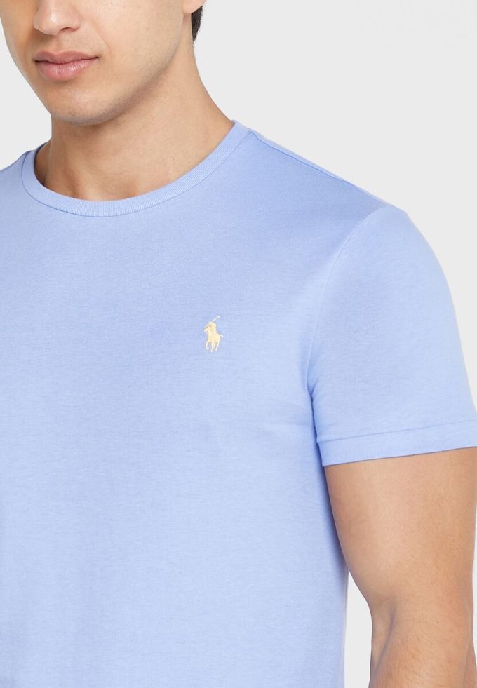 Modrá pánská trička Ralph Lauren Essential Crew Neck