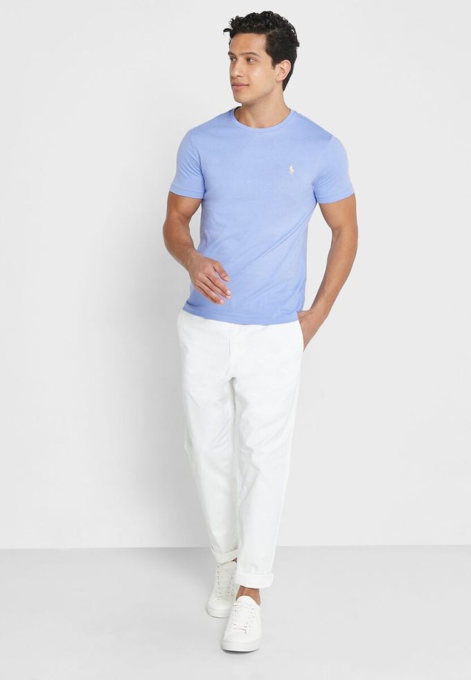 Modrá pánská trička Ralph Lauren Essential Crew Neck