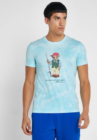 Modrá pánská trička Ralph Lauren Graphic Crew Neck