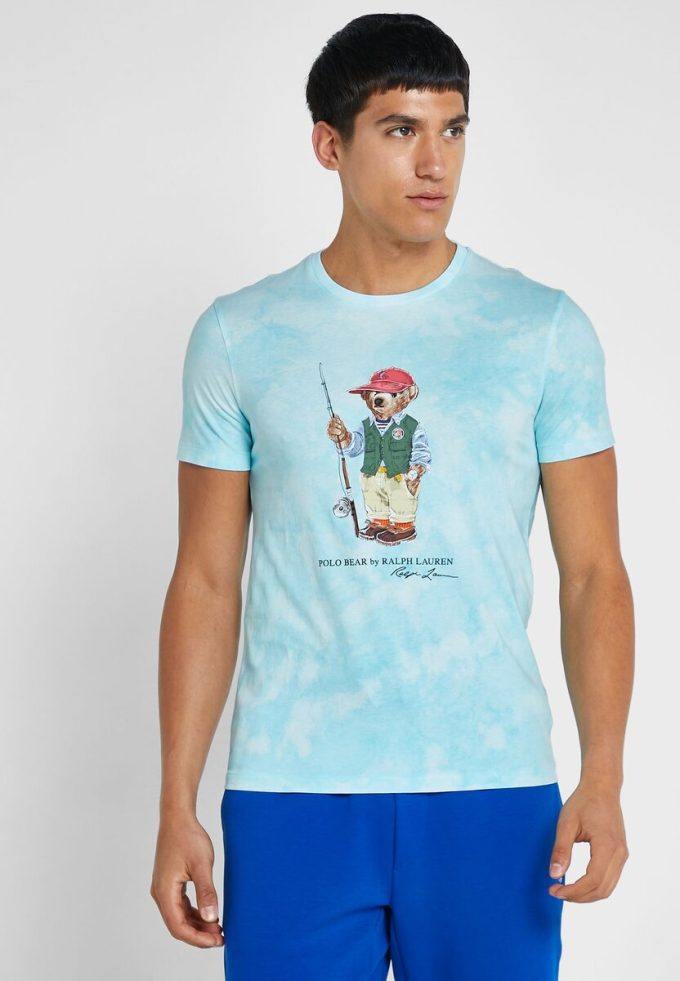 Modrá pánská trička Ralph Lauren Graphic Crew Neck
