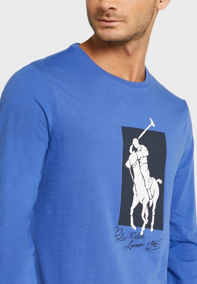 Modrá pánská trička Ralph Lauren Graphic Crew Neck Modrá pánská trička Ralph Lauren Graphic Crew Neck