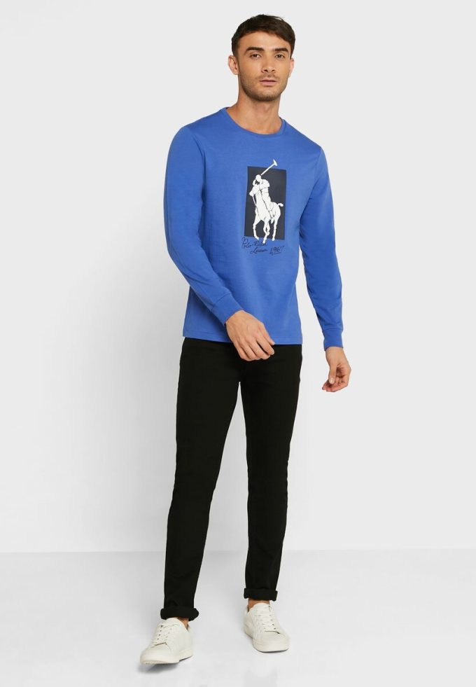 Modrá pánská trička Ralph Lauren Graphic Crew Neck Modrá pánská trička Ralph Lauren Graphic Crew Neck