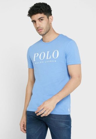 Modrá pánská trička Ralph Lauren Logo Crew Neck