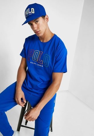 Modrá pánská trička Ralph Lauren Logo Crew Neck