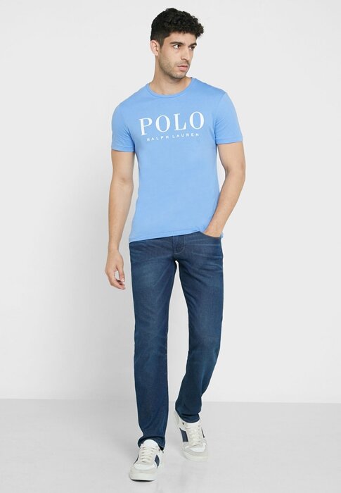 Modrá pánská trička Ralph Lauren Logo Crew Neck Modrá pánská trička Ralph Lauren Logo Crew Neck