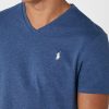 Modrá pánská trička Ralph Lauren s logem na hrudi a výstřihem do V