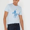 Modrá pánská trička Ralph Lauren s potiskem s výstřihem