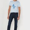 Modrá pánská trička Ralph Lauren s potiskem s výstřihem