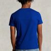 Modrá pánská trička Slim Fit Crewneck Ralph Lauren Custom