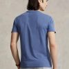 Modrá pánská trička Slim Fit Crewneck Ralph Lauren Custom