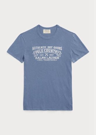 Modrá pánská trička Slim Fit Polo Country Ralph Lauren Custom