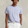 Modrá pánská trička Slim Fit pruhovaná Jersey Ralph Lauren Custom