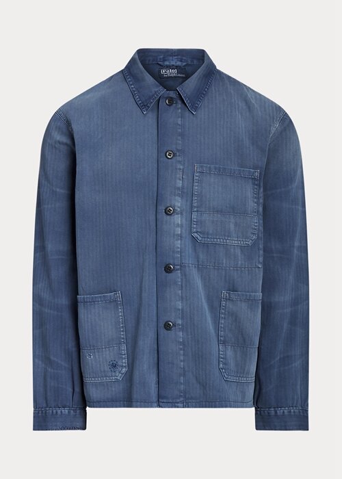 Modré pánské užitkové bundy Ralph Lauren Herringbone Twill Modré pánské užitkové bundy Ralph Lauren Herringbone Twill