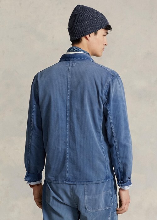 Modré pánské užitkové bundy Ralph Lauren Herringbone Twill Modré pánské užitkové bundy Ralph Lauren Herringbone Twill