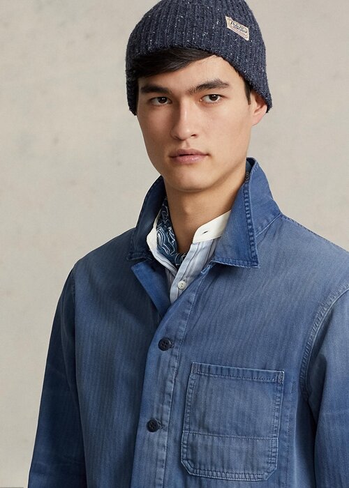 Modré pánské užitkové bundy Ralph Lauren Herringbone Twill Modré pánské užitkové bundy Ralph Lauren Herringbone Twill