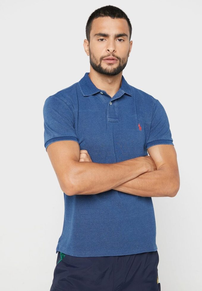 Modré pánské základní polokošile Ralph Lauren
