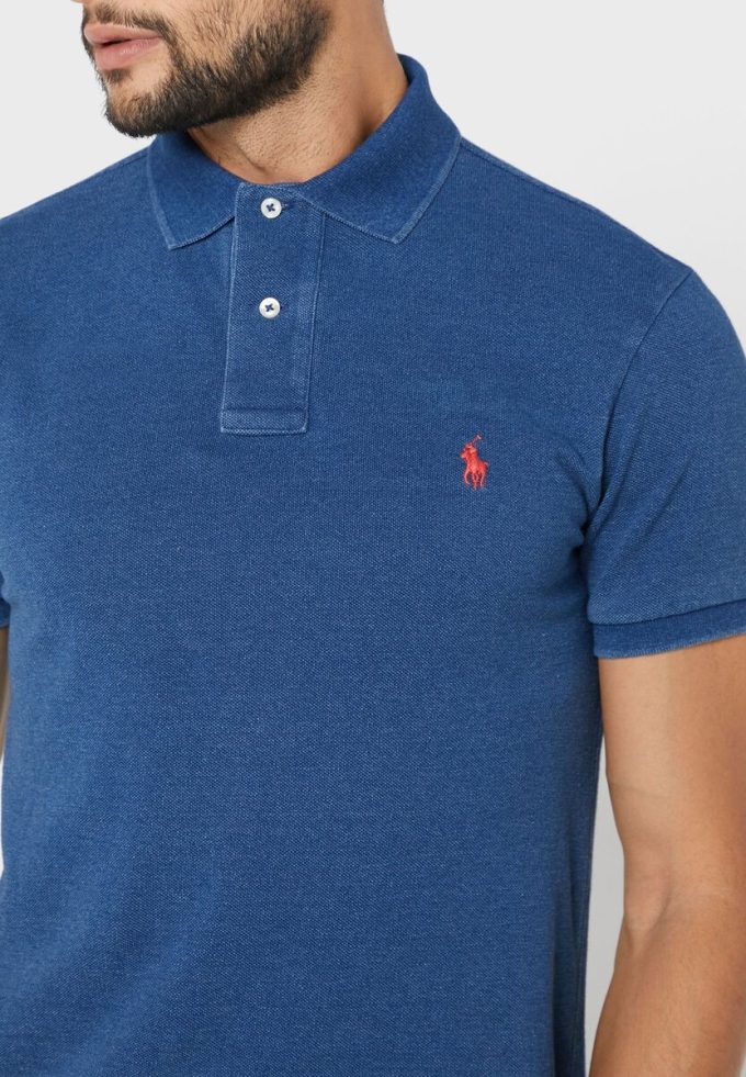 Modré pánské základní polokošile Ralph Lauren