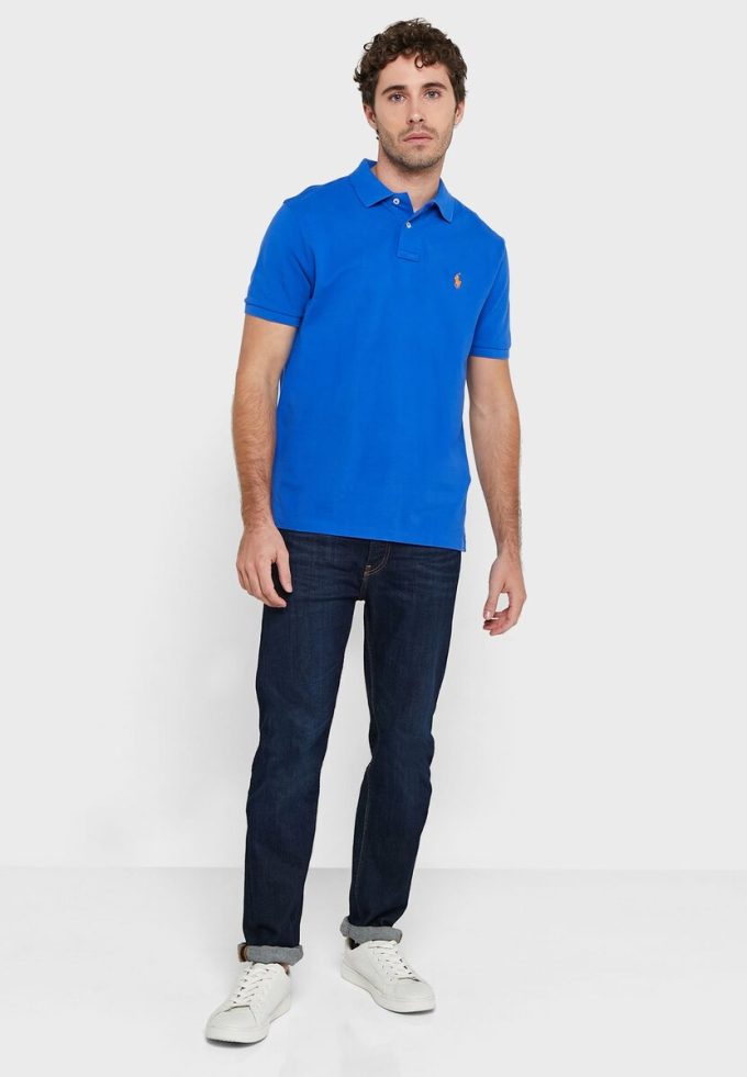 Modré pánské základní polokošile Ralph Lauren Modré pánské základní polokošile Ralph Lauren