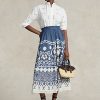 Modro/bílé dámské sukně A-Line s korálkovým voálem Ralph Lauren