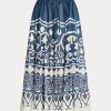 Modro/bílé dámské sukně A-Line s korálkovým voálem Ralph Lauren