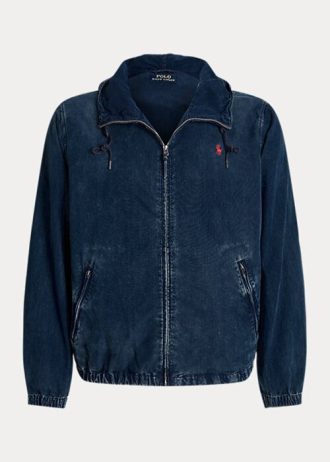 Navy pánské džínové bundy s kapucí Ralph Lauren