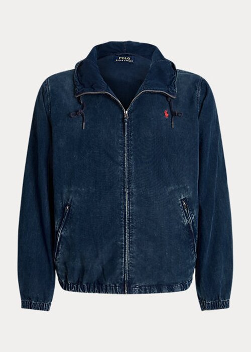 Navy pánské džínové bundy s kapucí Ralph Lauren Navy pánské džínové bundy s kapucí Ralph Lauren