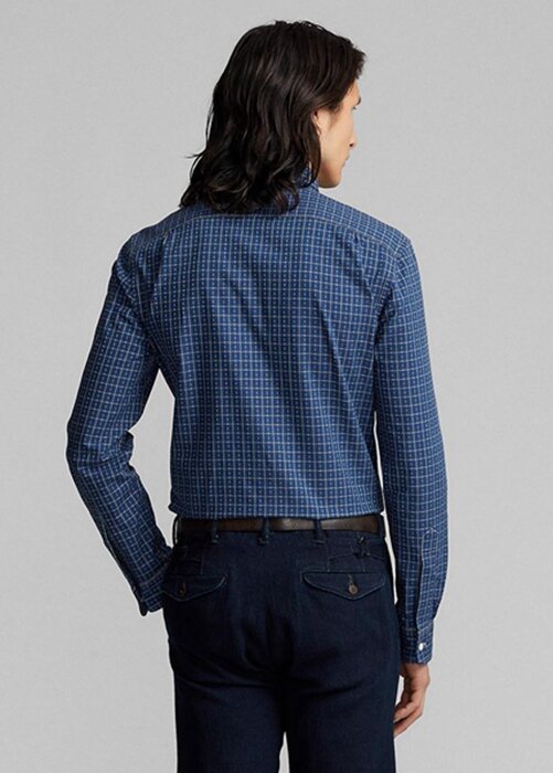Navy pánské formální košile Ralph Lauren Slim Fit kostkované Dobby Navy pánské formální košile Ralph Lauren Slim Fit kostkované Dobby