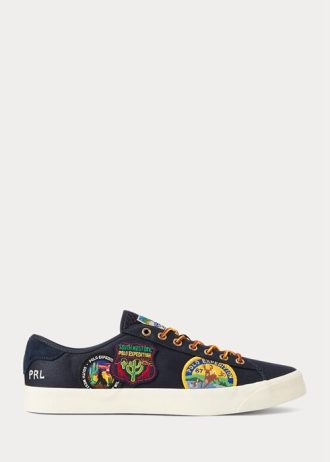 Navy pánské keprové tenisky Ralph Lauren Nelson Logo-Patch