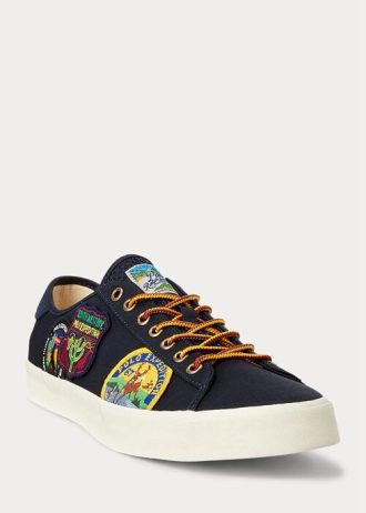 Navy pánské keprové tenisky Ralph Lauren Nelson Logo-Patch