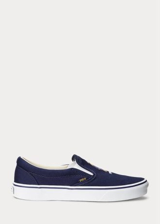 Navy pánské nazouvací tenisky Ralph Lauren Keaton Polo Bear