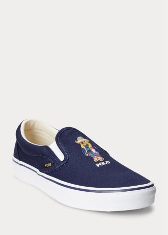 Navy pánské nazouvací tenisky Ralph Lauren Keaton Polo Bear