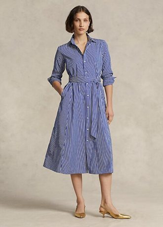 Námořnické / bílé dámské pruhované šaty Ralph Lauren s páskem