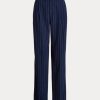 Námořnické / bílé dámské rovné kalhoty Ralph Lauren Pinstripe Twill