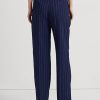 Námořnické / bílé dámské rovné kalhoty Ralph Lauren Pinstripe Twill