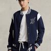 Námořnické / bílé Pánské Fleece Letterman bundy Ralph Lauren Námořnické / bílé Pánské Fleece Letterman bundy Ralph Lauren
