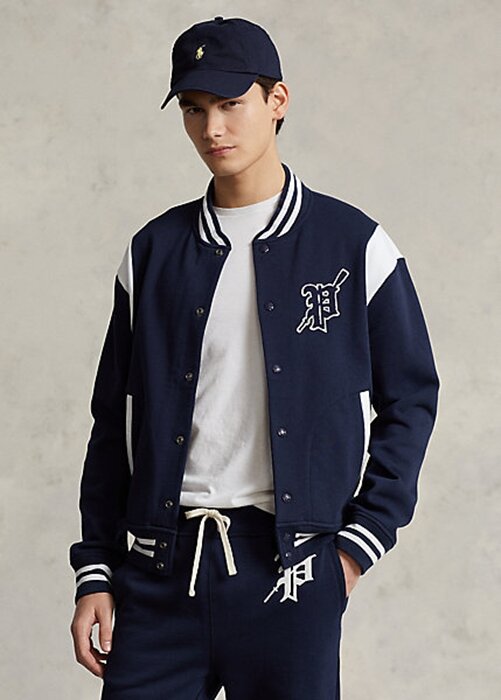 Námořnické / bílé Pánské Fleece Letterman bundy Ralph Lauren Námořnické / bílé Pánské Fleece Letterman bundy Ralph Lauren