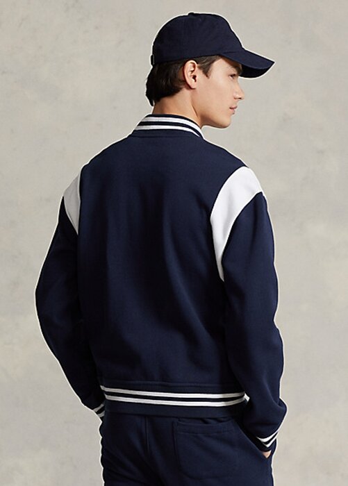 Námořnické / bílé Pánské Fleece Letterman bundy Ralph Lauren Námořnické / bílé Pánské Fleece Letterman bundy Ralph Lauren