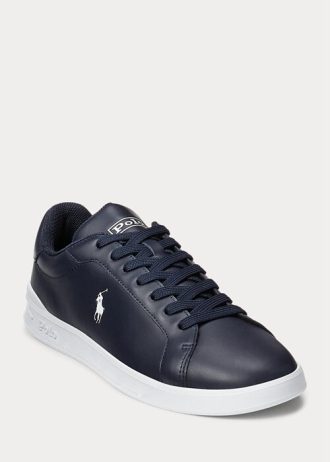 Námořnické / bílé pánské kožené tenisky Ralph Lauren Heritage Court II