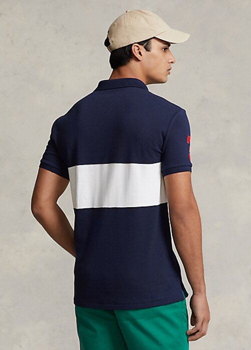 Námořnické / bílé pánské polokošile ze síťoviny Ralph Lauren Big Pony Námořnické / bílé pánské polokošile ze síťoviny Ralph Lauren Big Pony