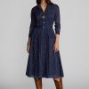 Námořnické dámské šaty Ralph Lauren Indigo bavlněné voiledress Námořnické dámské šaty Ralph Lauren Indigo bavlněné voiledress