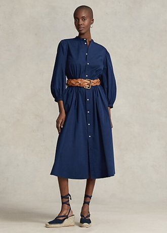 Námořnické dámské bavlněné širokolátkové šaty Ralph Lauren